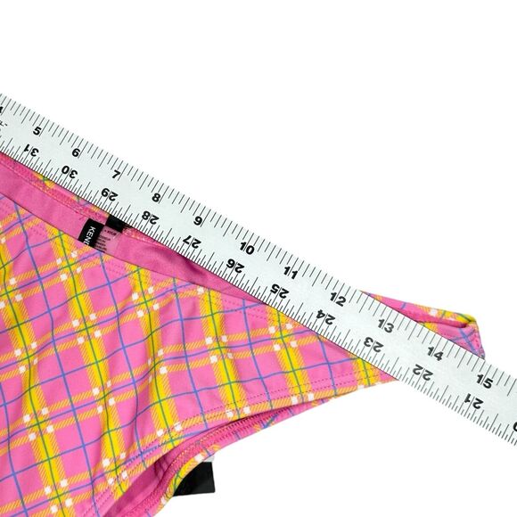 Kendall+Kylie Bikini Set of 2 Size L Pink Yellow Plaid NEW Resort Vacation - Picture 3 of 10